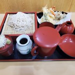 そば屋 - 料理写真:天ざるセット　更科そば