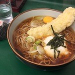 文殊 - とろろそばに生卵とイカ天トッピング