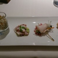 カンブーザ - アンティパスト スペルト小麦のサラダ他