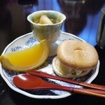 馳走のかぜ - 201502ゼリーとリンゴのコンポートが新鮮。アイスは人気のアイスモナカ