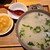 羊貴妃羊湯館 - 料理写真:私のモツスープ。ナンを選びました。奥の小鉢は細切りザーサイです