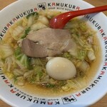 どうとんぼり神座 - 味玉ラーメンに野菜を後乗せ