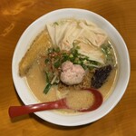 麺場 田所商店 - 料理写真:期間限定 房総味噌らーめん 1320円 & トッピング えびワンタン 3個 242円 (2026/05)