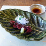 徳山鮓 - 鹿肉の燻製と香茸の粉末