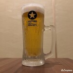 鮨と地酒 地雷也 - パーフェクト黒ラベルの生ビール