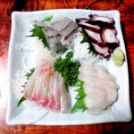 たけちゃん - 刺身盛り合わせ（さより・地蛸・あいなめ・かれい）