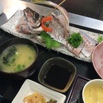 膳家 小山 - 天然特大鯵のお刺身膳