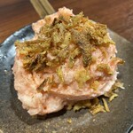 鮮度の極み 魚もつ - お通し（明太子ポテサラ）