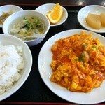 中国上海料理　豫園 - 日替わりランチ3　エビチリ玉子\730(税込)