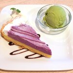 あかぎカフェ - 【'15/03/08撮影】紫芋とさつまいものタルト 抹茶ジェラート添え 780円