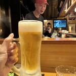 お好み焼き きよ太郎 - まずビール。