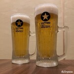 鮨と地酒 地雷也 - パーフェクト黒ラベルで取り敢えず乾杯