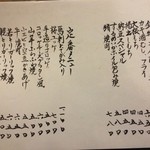 鹿野 - 季節メニュー裏