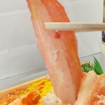 根本屋 - 漁師弁当　１３００円　ズワイの棒身のアップ　【　２０１５年３月　】