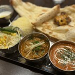 アロマズ オブ インディア - アロマス スランチAセット(チキンバターマサラ・キーマカレー)[2,400円]1