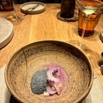 arkua - 筍と縞鯵とイカ墨のソース