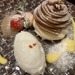 ボーヴル - モンブランパブロバ、ヨーグルトソルベ、洋梨のコンフィ