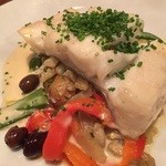 L'Ebauchoir - Grilled wild Cod fish, lemone butter sauce and Leccine'olives