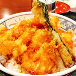 和風レストランまるまつ - えび満開天丼（ご飯大盛）