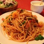 銀座イタリー亭 - 海老と野菜のナポリタン 1050円。