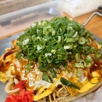 お好み焼 キャベツ - ちゃんぽんシングル玉子:ネギ イカ天 肉ダブル♪
