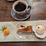 小倉カフェ - みかん大福、ミニバスクチーズケーキ、黒豆きな粉アイス