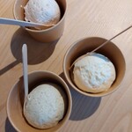 無印良品 - 料理写真:上から時計回りにりんごミルク、いちごミルク、黒糖とこんぶ