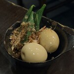 馬ござる - ■味付けタマゴとオクラ ¥280