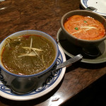 オールドデリー - 左：マトンサグ　右：キーマカレー