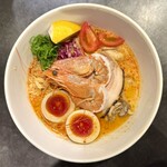 Ramen 翡翠 - 【限定】天使の海老と牡蠣の冷やしトムヤムラーメン＋天使の海老追加1尾(3,000円)