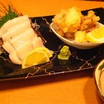 庄や 岡山西口店 - いかの造り（ゲソ天付）