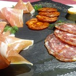 European charcuterie (Prosciutto and salami)