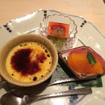 澤いち - 手作りデザート キンカンのクレームブリュレ イチゴのババロア キウィソース掛け グレーブフルーツのワイン漬け