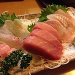 遊人 - 本日のお刺身3点盛(ヒラメ,まぐろ,カレイ)(15.3.14)