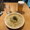 サイゼリヤ - 中ジョッキ　キリン一番絞り、ペペロンチーノ