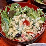 庭園お食事処 信楽 - 筍たっぷり春巻御膳(\1,800)　きまぐれサラダ：クスクスのマヨネーズ和え