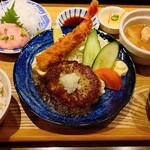 オーブン亭 - 和風おろしハンバーグと手仕込み海老フライ御膳