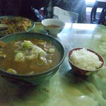 玉蘭 - カレーあんかけうどん。ライス付きです。