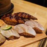 寿司 牡蠣 裏天王寺サカナエビス/Sushi Oyster Sakana-Ebisu Osaka - 白身魚炙り バター醤油／厚切り鰻