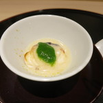 日本料理 みや  - 27年3月　炭焼きトラフグ白子　淡路新玉葱と九条葱餡かけ