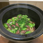 日本料理 みや  - 27年3月　土鍋御飯　ホタルイカと空豆