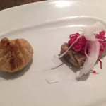 くろさわ東京菜 - 15.3月 前菜2種盛り（蕗の薹パイ、煮凝り）