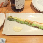 蕎麦cuisine hayakawa - 【2015年3月再訪】焼きアスパラ（白＆緑）！
