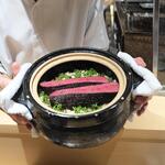 Ginza Shinohara - Charcoal-grilled Venison and Bamboo Shoot Rice.