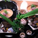 Ginza Shinohara - Hassun with a focus on the Oni-gawara (demon tile) decoration.