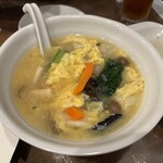 再来 - 野菜玉子スープも具沢山、ちょいと薄味だっ種‼︎