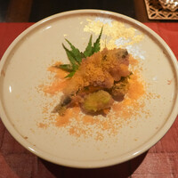 4000 Chinese Restaurant - 山菜、そら豆と稚鮎、自家製カラスミパウダー