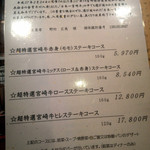 鉄板焼ステーキ 一ッ葉ミヤチク - H27.3入賞牛のメニュー