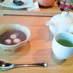 茶寮つぼ市製茶本舗 堺本館 - 茶がゆセットのデザートとお茶は三種類から選べます