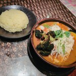 ラマイ - タフゴレン(揚げだし豆腐)∶1680円
　７辛／ライスM／スープ量レギュラー、Wチーズ：300円、ブロッコリーアゲアゲ：260円